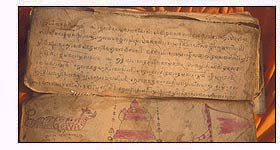 Old pages of the pali canon Buddhist scriptures 